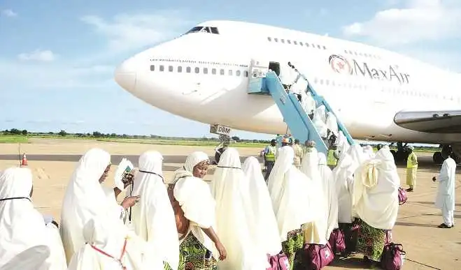 Nigerian-female-pilgrims-boarding-a-plane-for-Hajj
